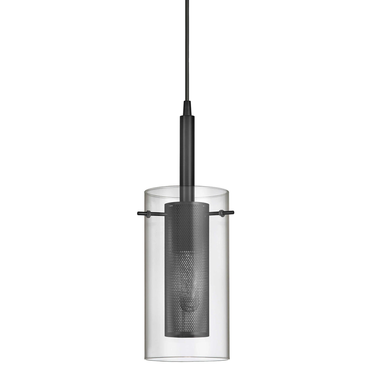 Dainolite 1 Light Incandescent Pendant, Matte Black with Clear Glass