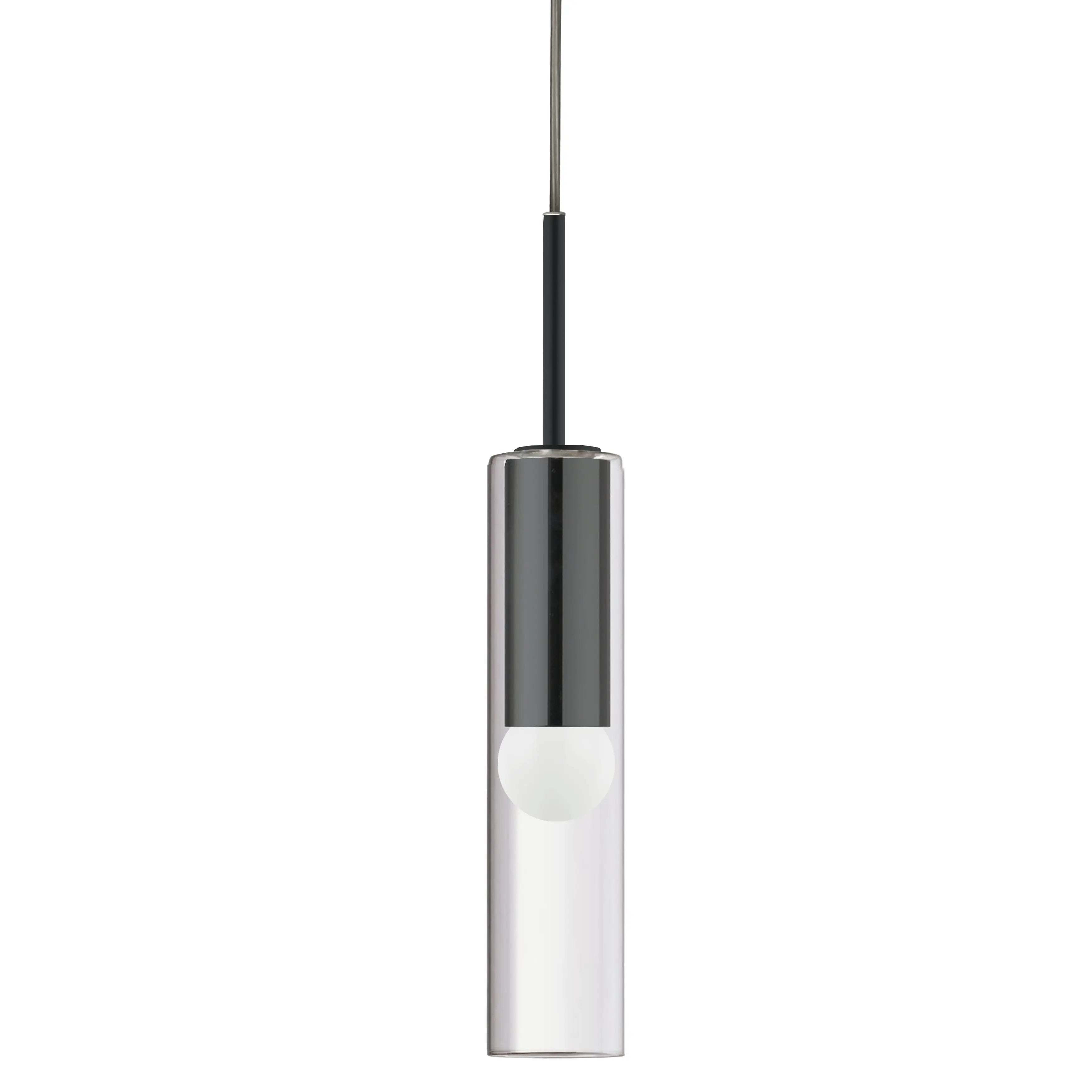 Dainolite 1 Light Incandescent Pendant, Matte Black with Clear Glass