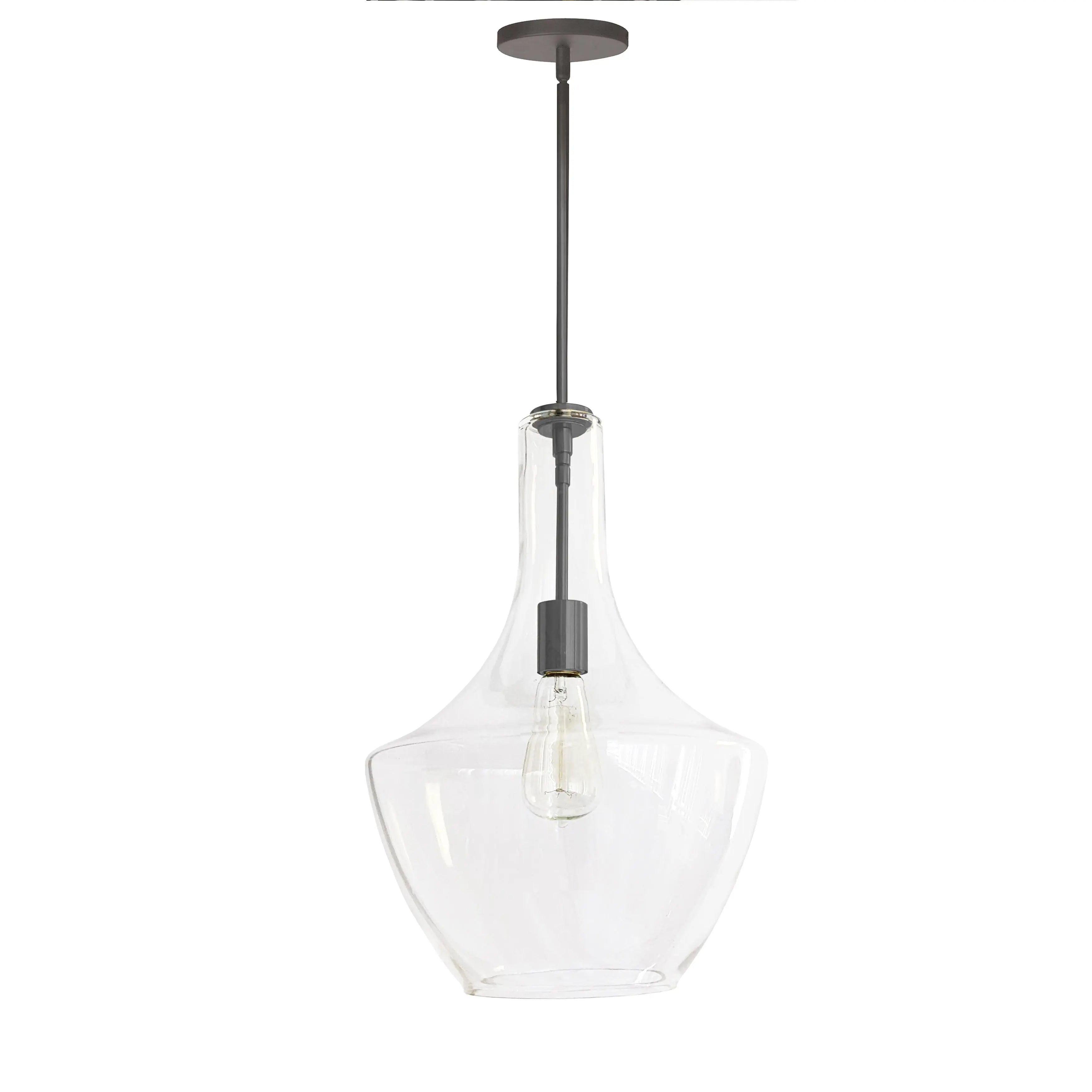Dainolite 1 Light Incandescent Pendant, Matte Black with Clear Glass