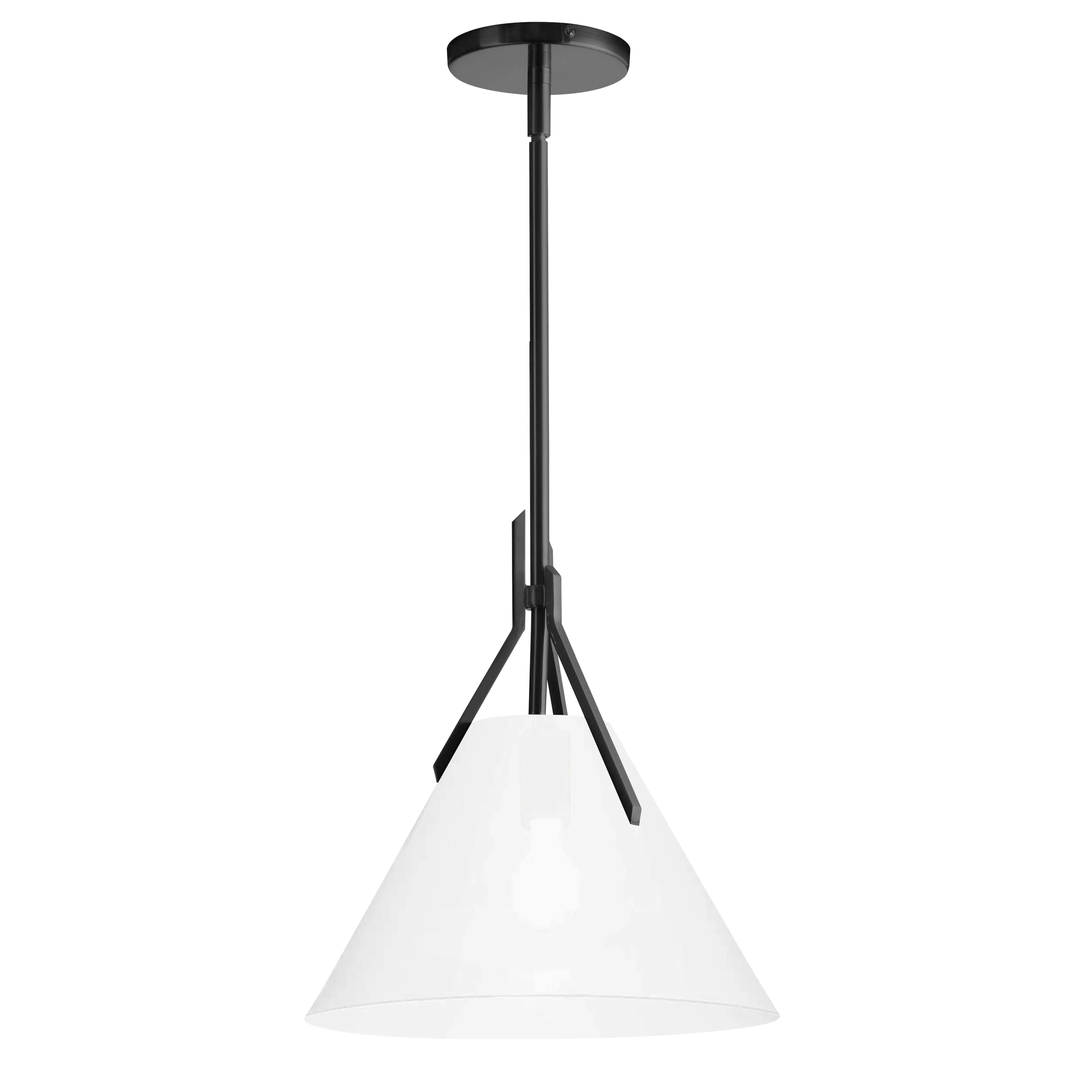 Dainolite 1 Light Incandescent Pendant, Matte Black with Opal Glass