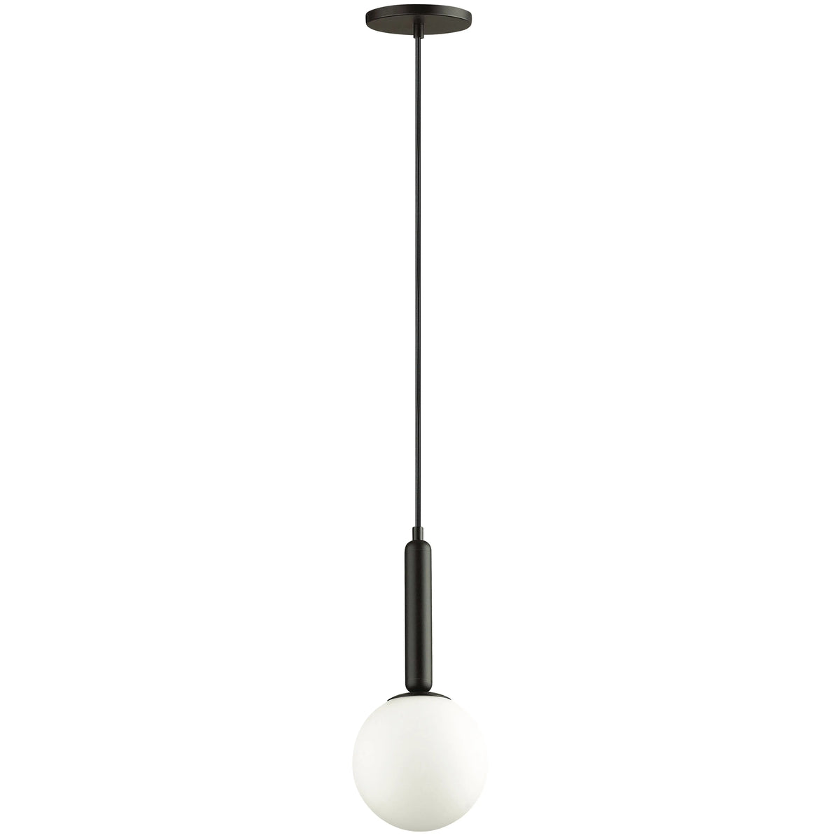 Dainolite 1 Light Incandescent Pendant, Matte Black with White Glass