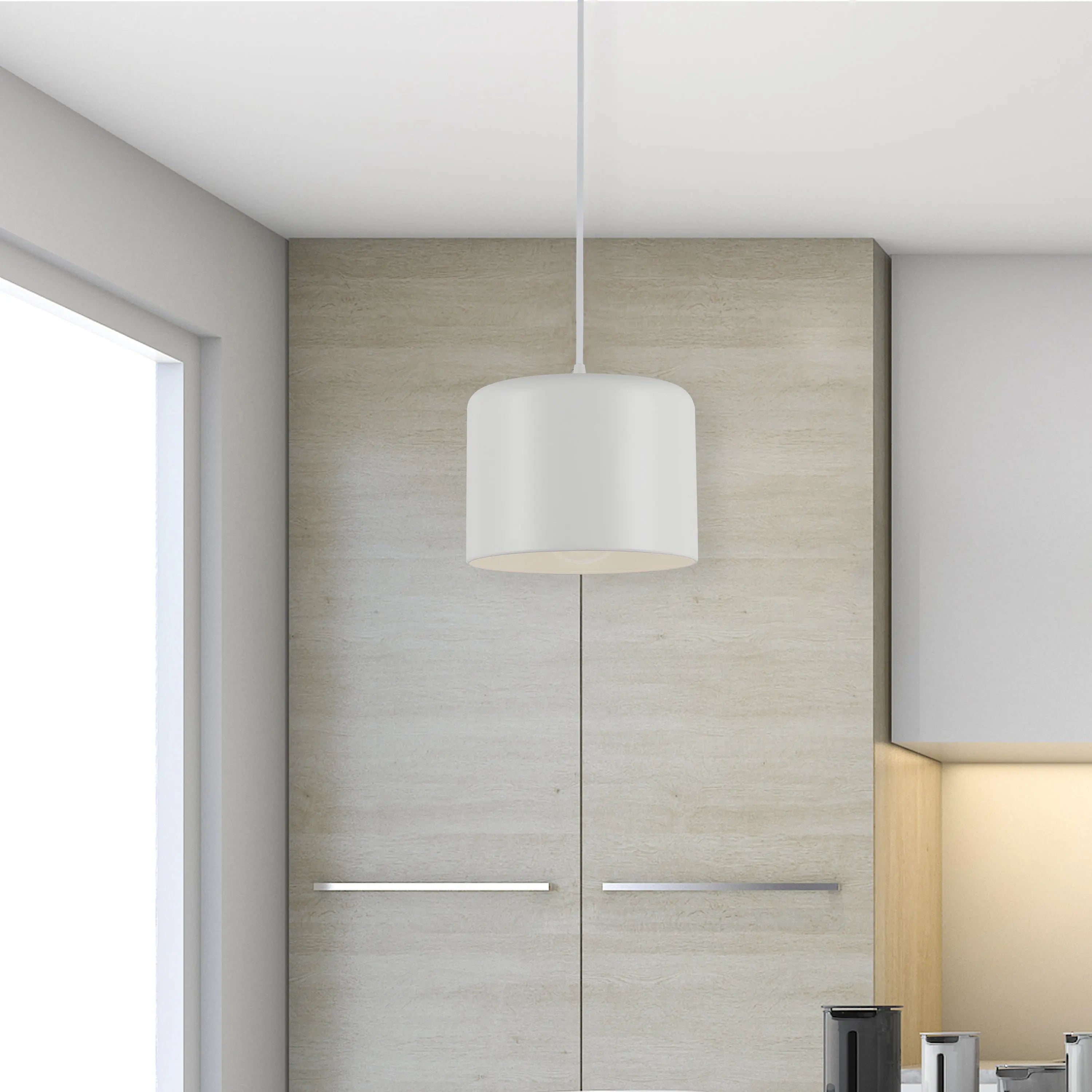 Dainolite 1 Light Incandescent Pendant, Matte White Shade