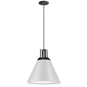 Dainolite 1 Light Incandescent Pendant, Matte White with Matte Black Accent