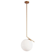 Dainolite 1 Light Incandescent Pendant, Plated Gold Finish with White Glass