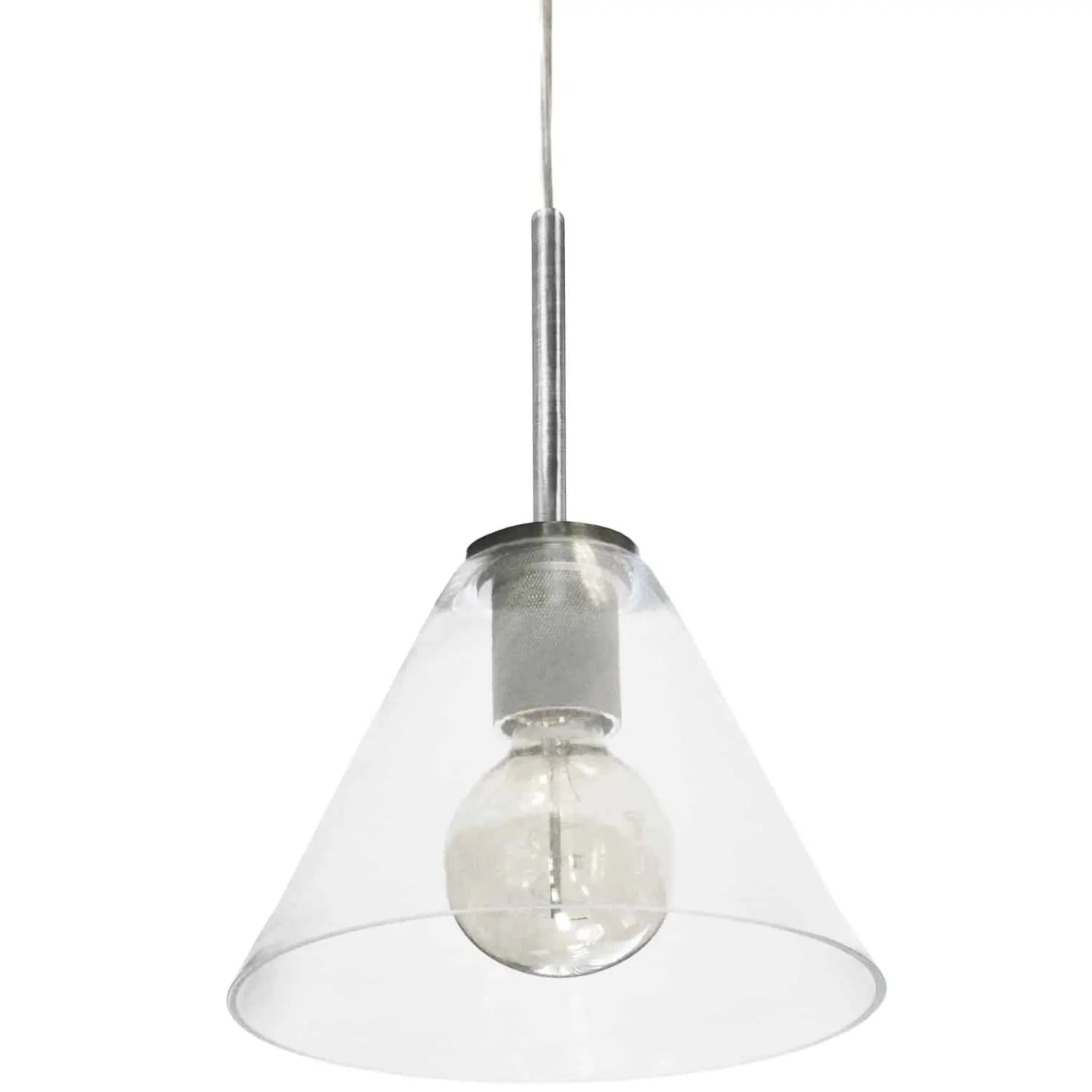 Dainolite 1 Light Incandescent Pendant, Satin Chrome with Clear Glass