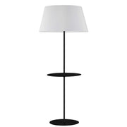 Dainolite 1 Light Incandescent Round Base Floor with Shelf Matte Black with White Shade