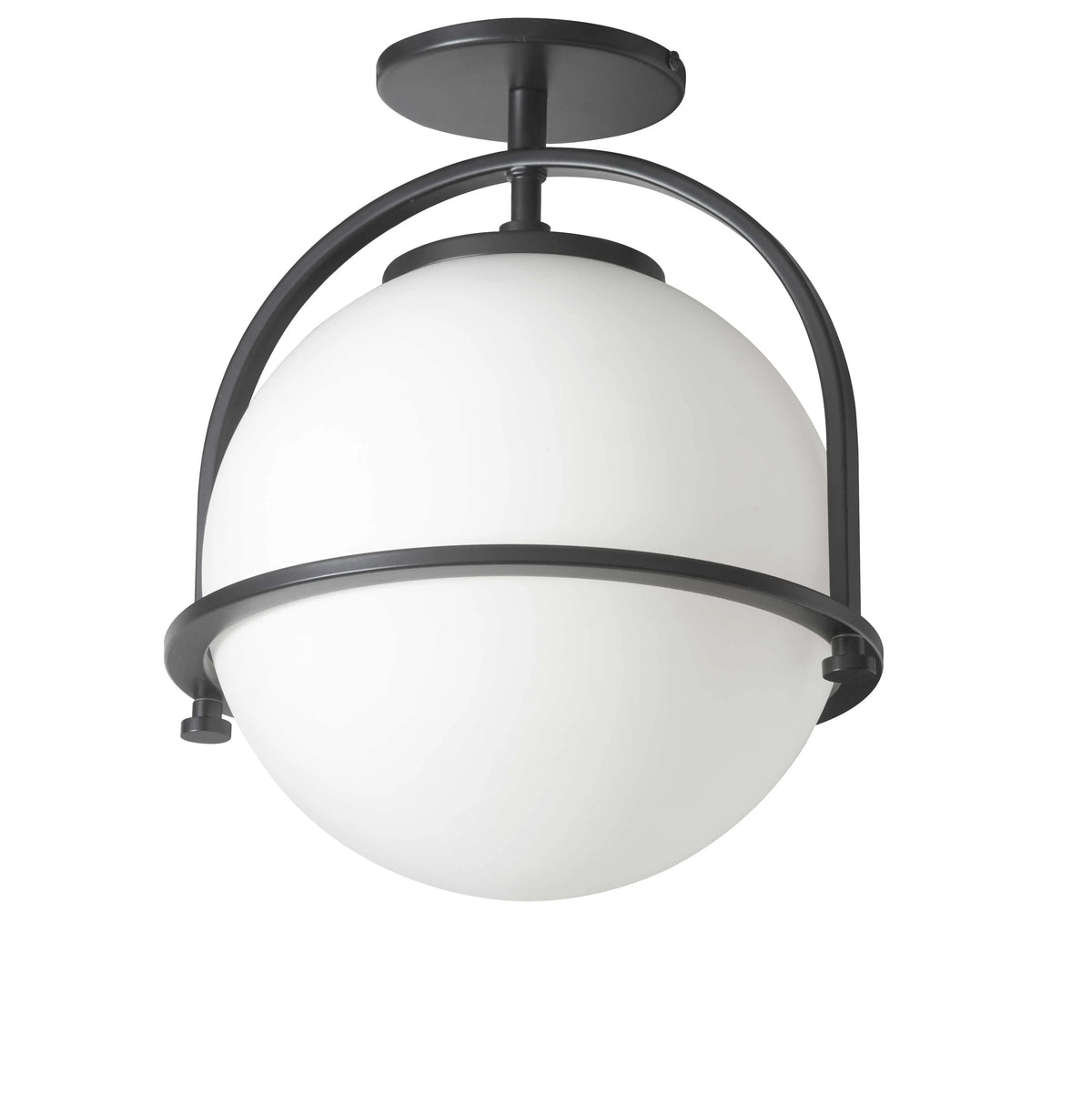 Dainolite 1 Light Incandescent Semi-Flush Matte Black with White Opal Glass