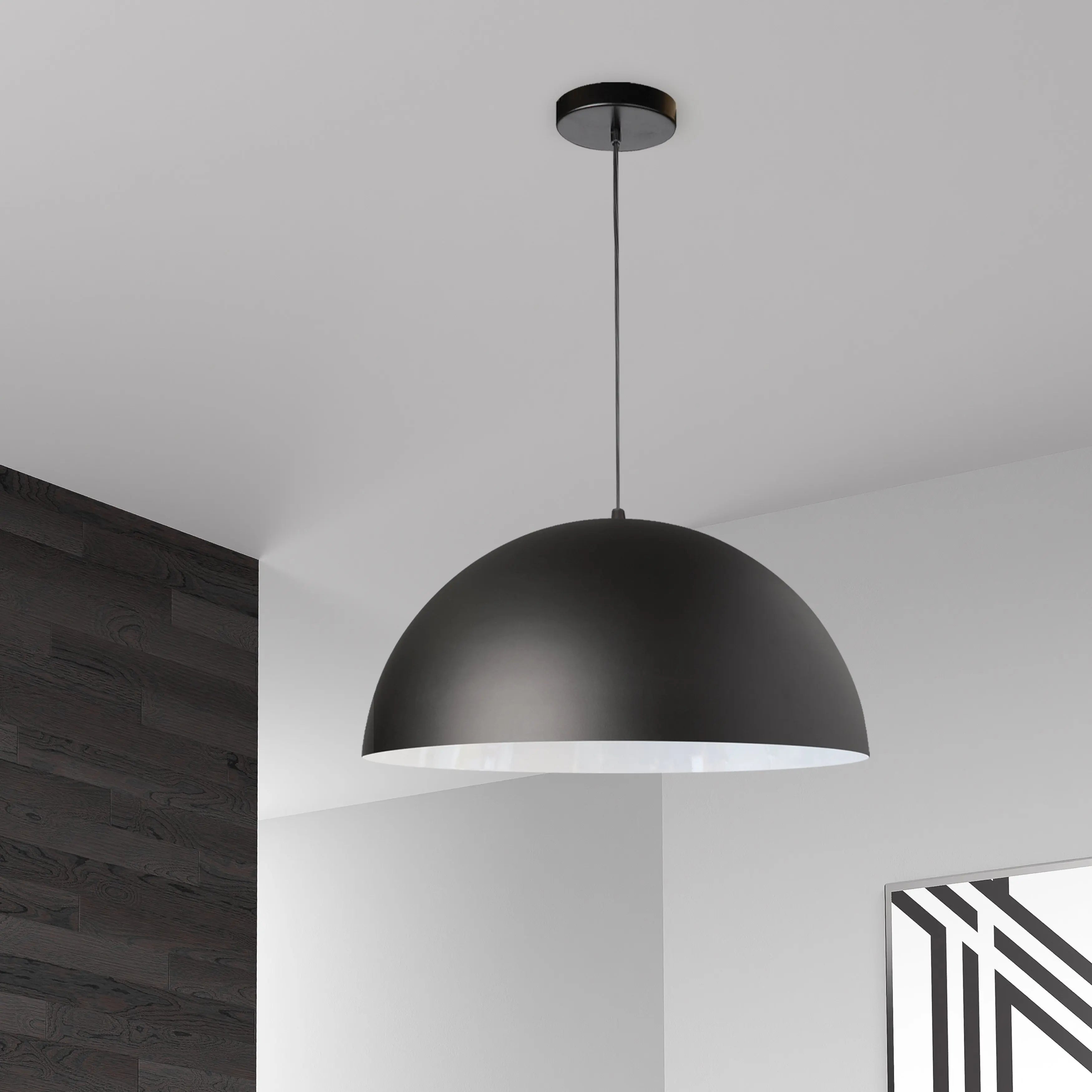 Dainolite 1 Light Incandescent Small Dome Pendant, Matte Black