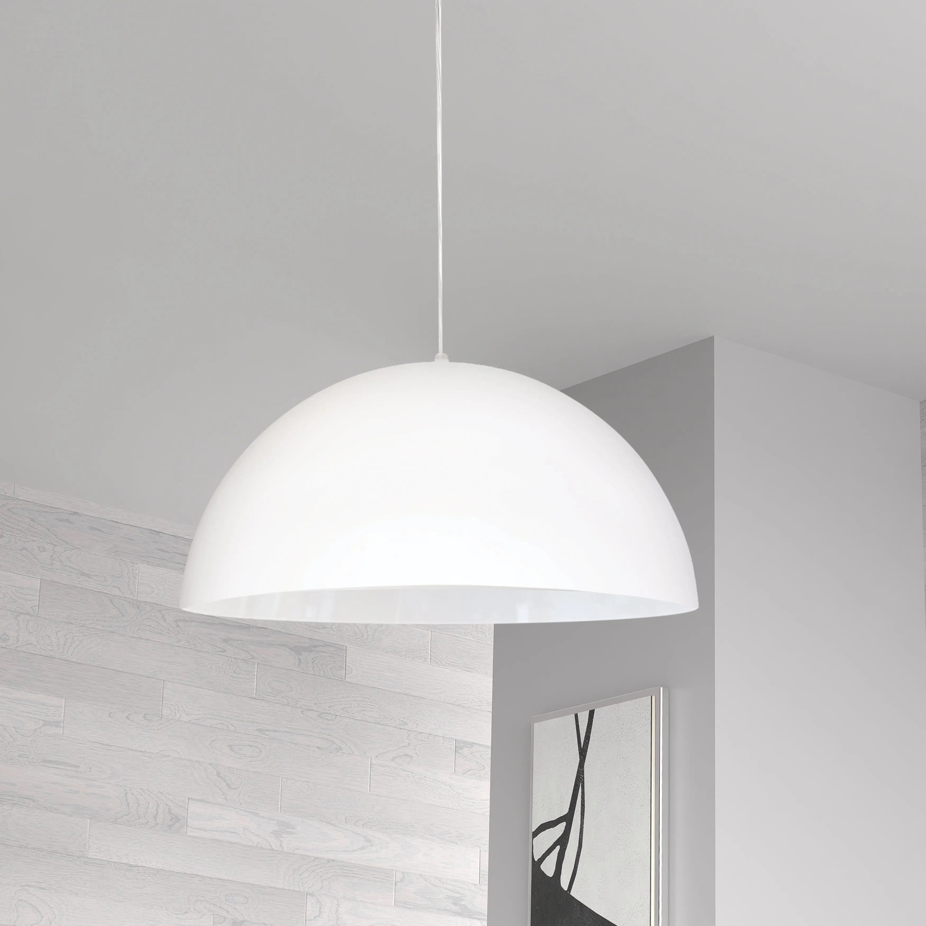Dainolite 1 Light Incandescent Small Dome Pendant, Matte White