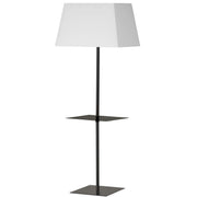 Dainolite 1 Light Incandescent Square Base Floor with Shelf Matte Black with White Shade