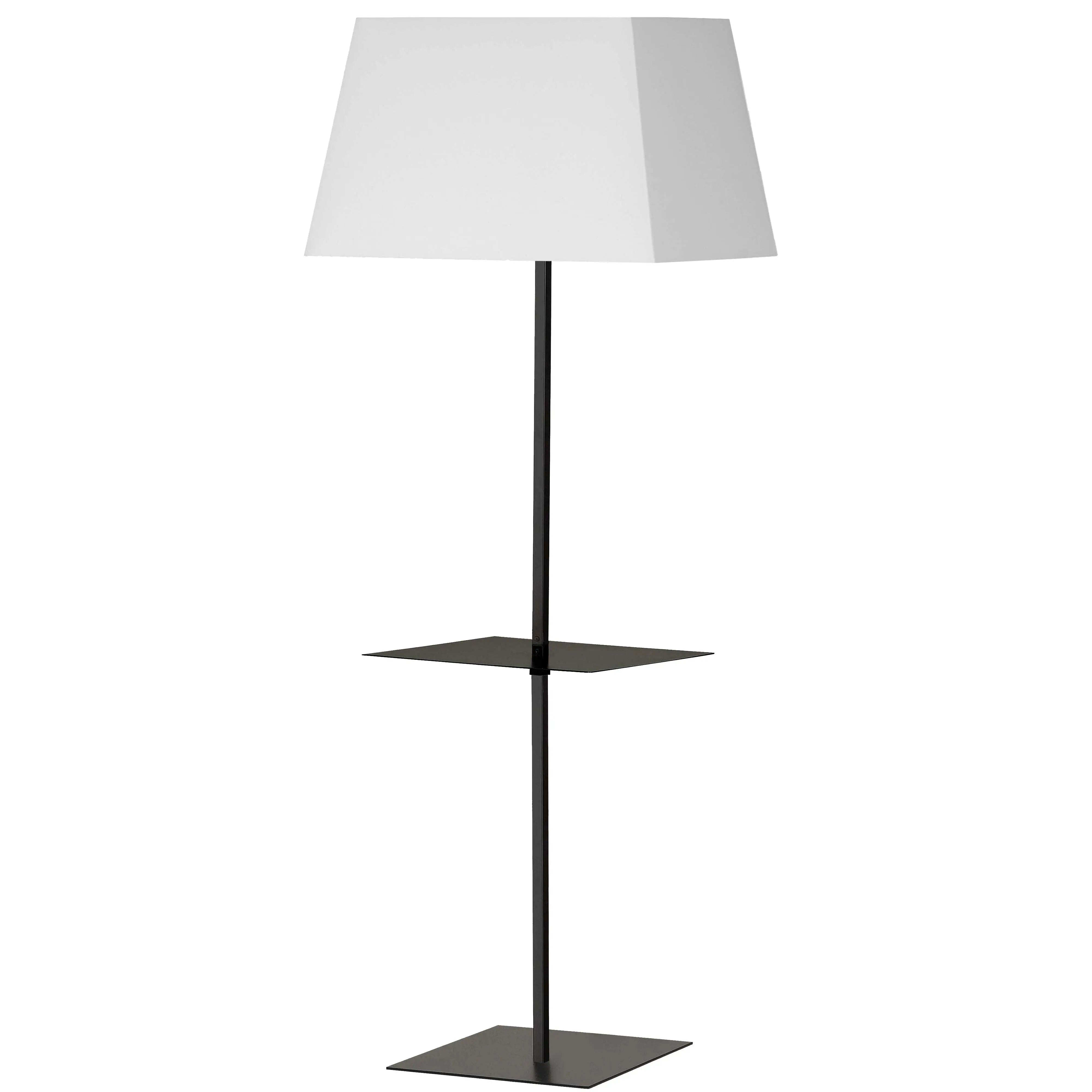 Dainolite 1 Light Incandescent Square Base Floor with Shelf Matte Black with White Shade