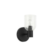 Dainolite 1 Light Incandescent Vienna Wall Sconce Matte Black w/ Clear Ribbed Glass