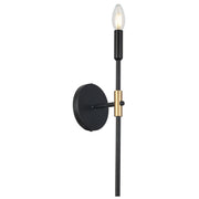 Dainolite 1 Light Incandescent Wall Satin Chrome Matte Black & Aged Brass