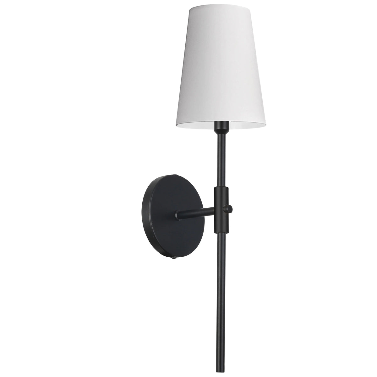 Dainolite 1 Light Incandescent Wall Satin Chrome Matte Black with White Shade