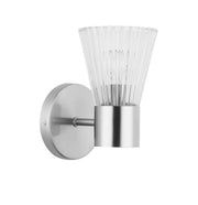 Dainolite 1 Light Incandescent Wall Satin Chrome Polished Chrome with Clear Ribbed Glass