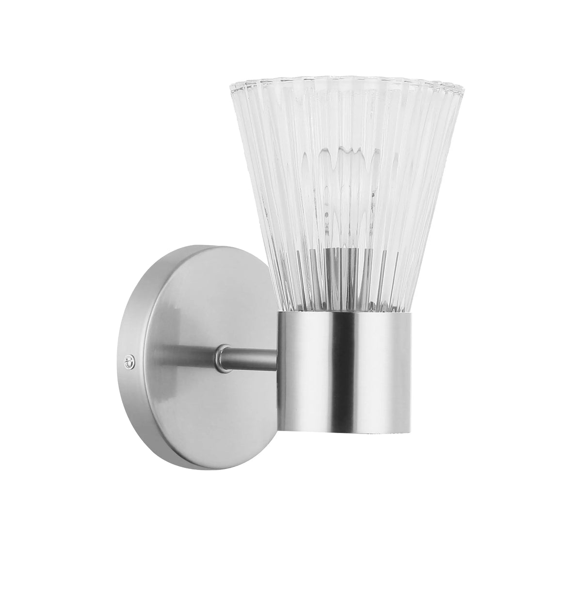 Dainolite 1 Light Incandescent Wall Satin Chrome Polished Chrome with Clear Ribbed Glass