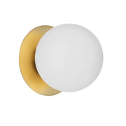 Dainolite 1 Light Incandescent Wall Sconce, Aged Brass with White Glass