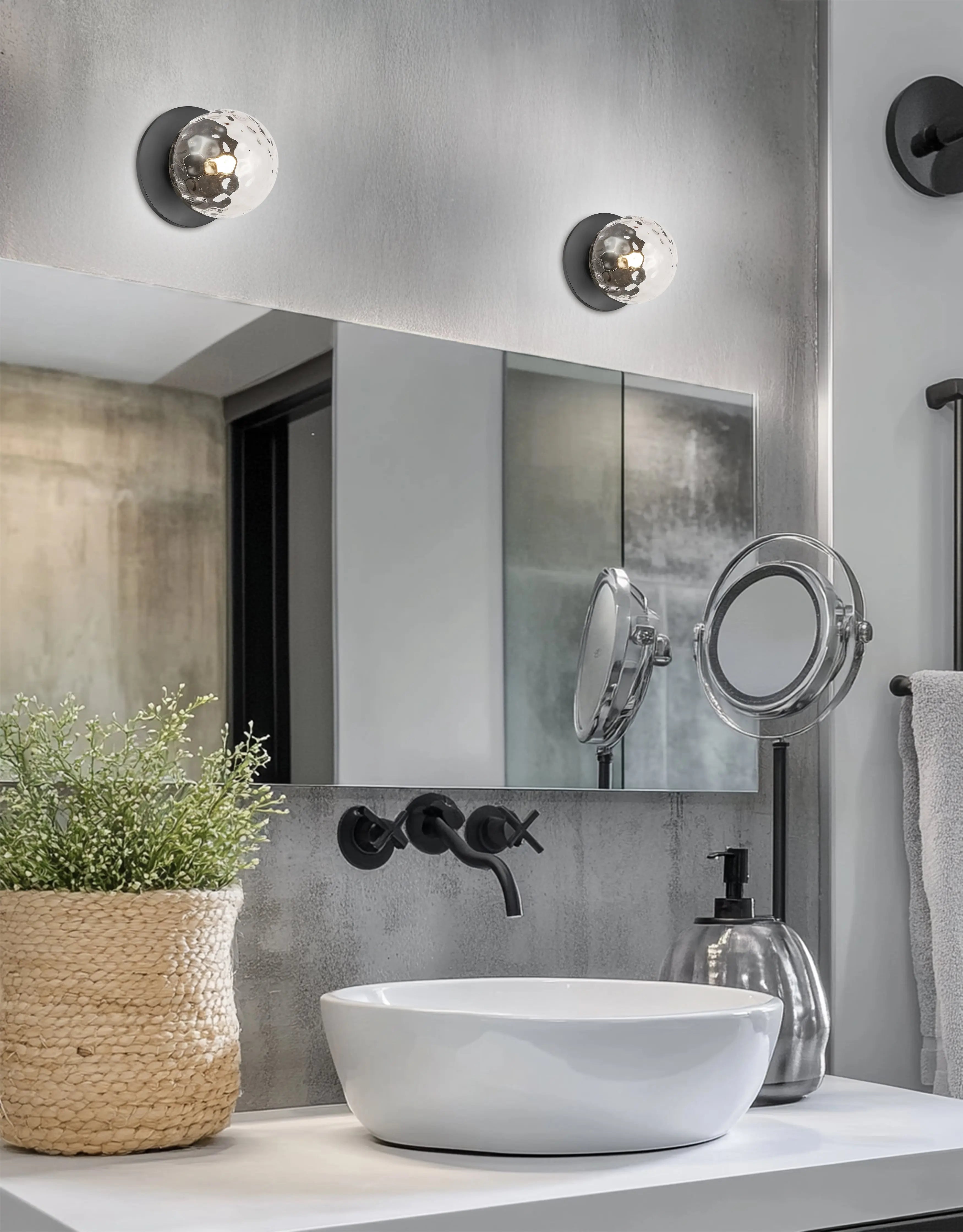 Dainolite 1 Light Incandescent Wall Sconce, Matte Black with Clear Glass