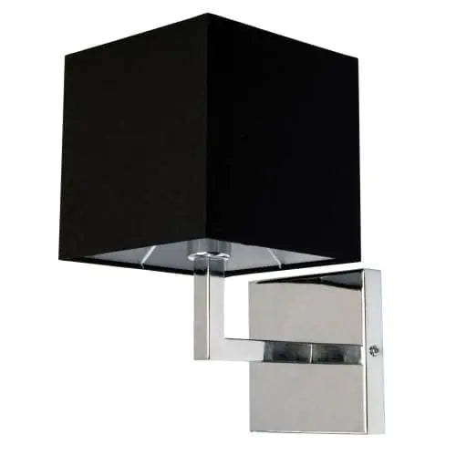 Dainolite 1 Light Incandescent Wall Sconce, Polished Chrome with Black Shade Finish