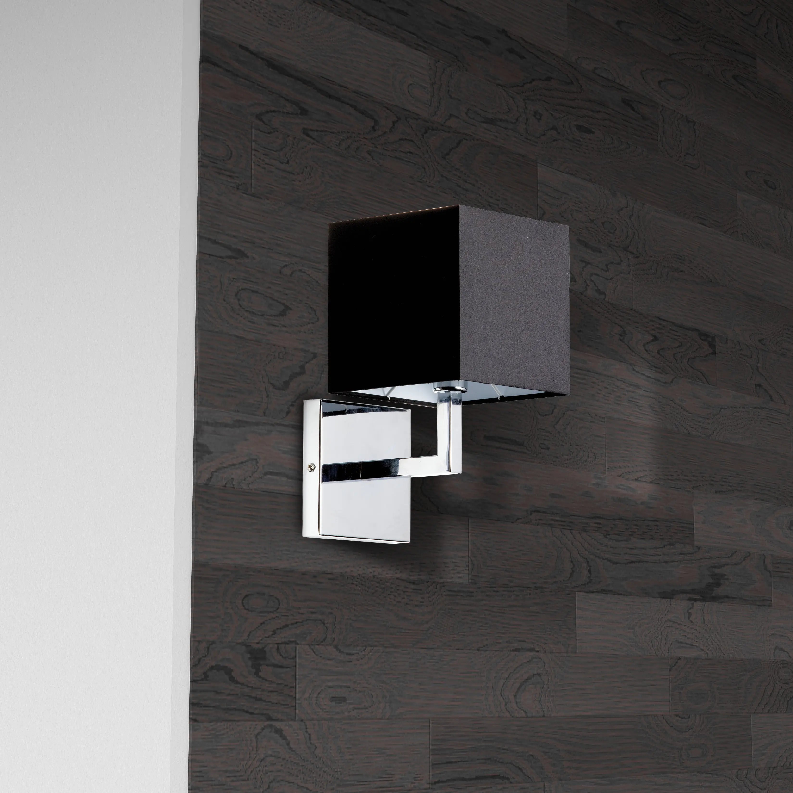 Dainolite 1 Light Incandescent Wall Sconce, Polished Chrome with Black Shade Finish