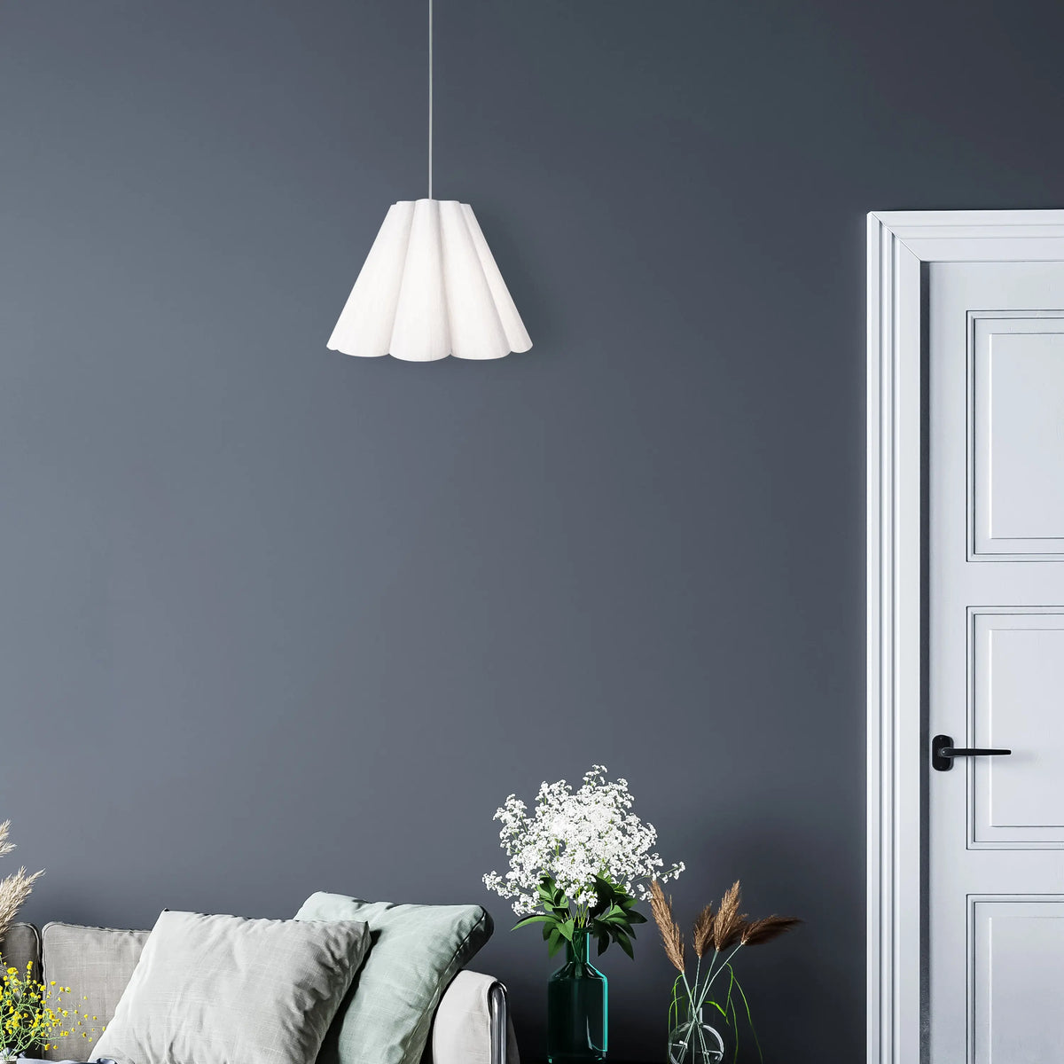 Dainolite 1 Light Kendra Pendant JTone White, Small Polished Chrome