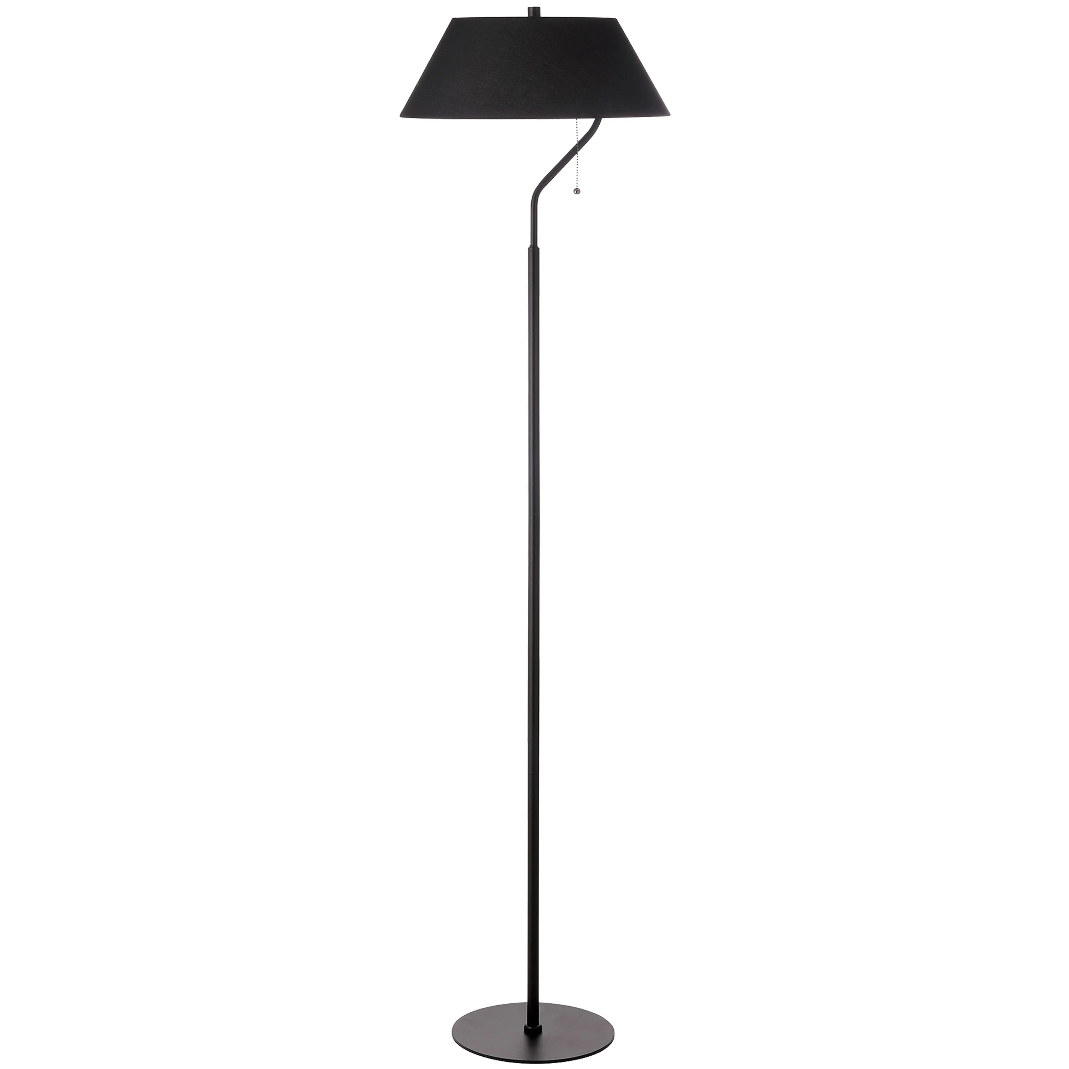 Dainolite 1 Light Matte Black Floor Lamp with Black Shade