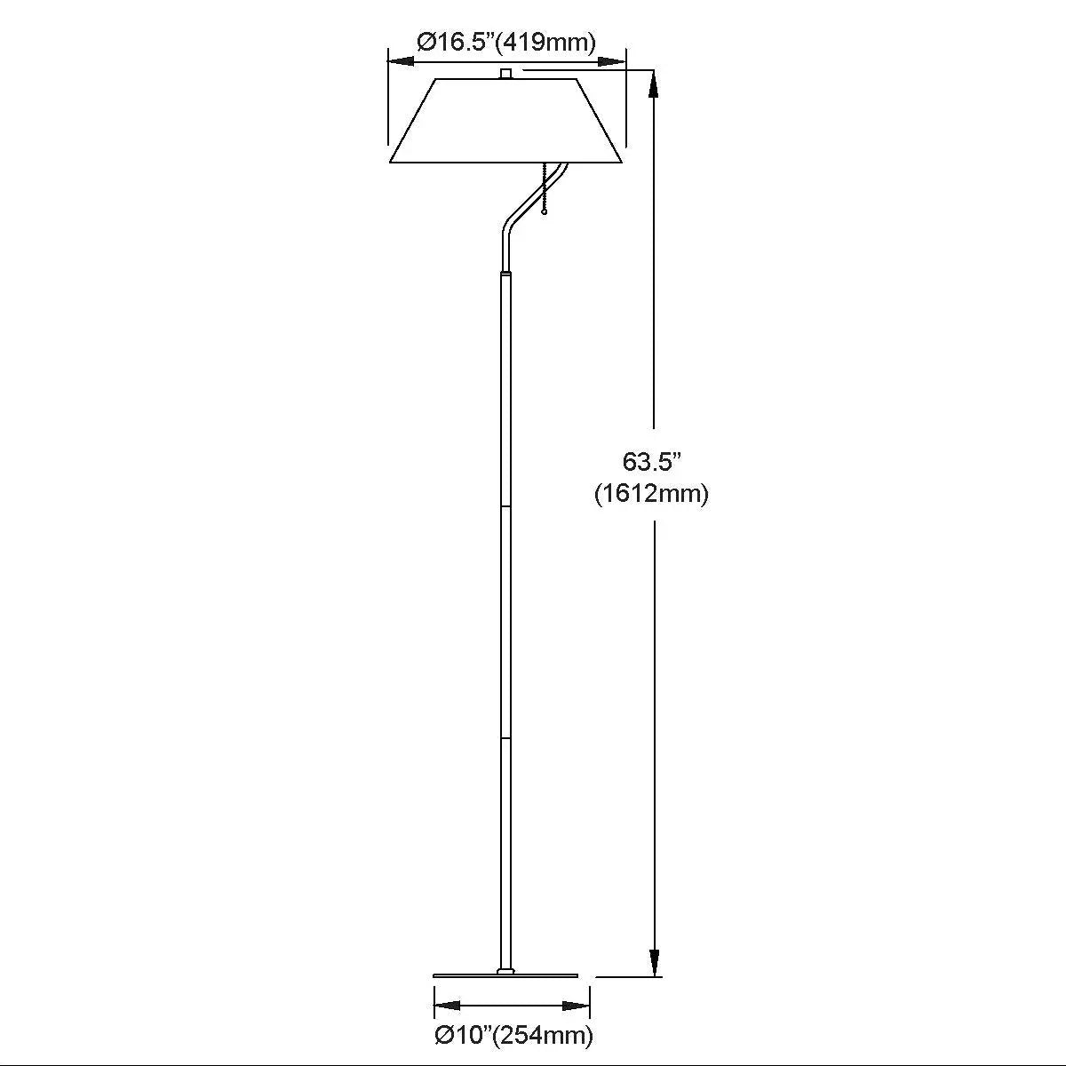 Dainolite 1 Light Matte Black Floor Lamp with Black Shade