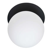 Dainolite 1 Light Matte Black Incandescent Wall Sconce with White Glass Globe