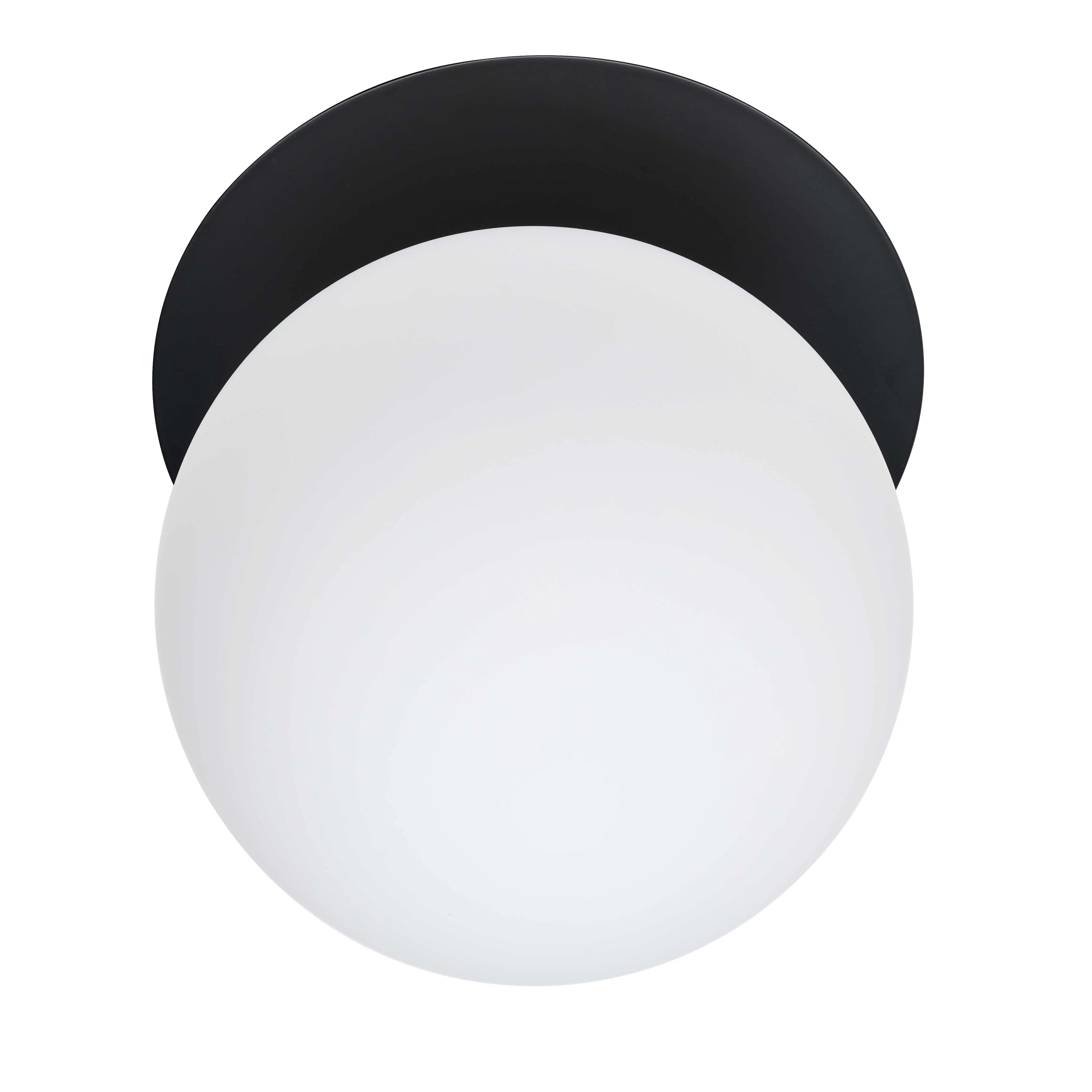 Dainolite 1 Light Matte Black Incandescent Wall Sconce with White Glass Globe