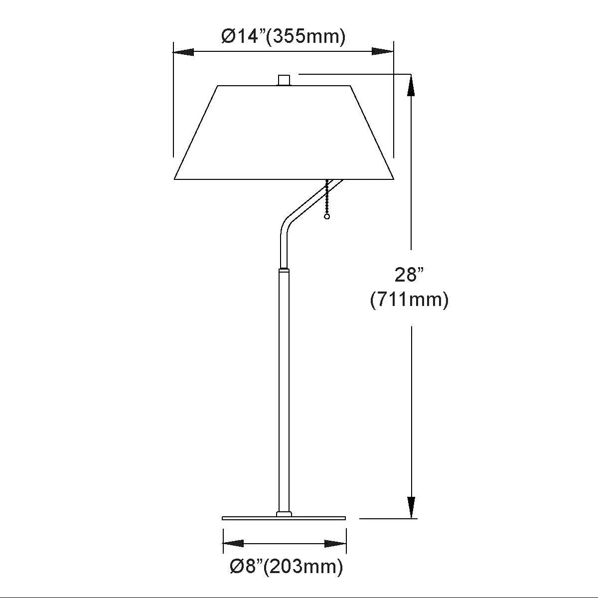 Dainolite 1 Light Matte Black Table Lamp with White Shade