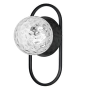 Dainolite 1 Light Matte Black Wall Sconce w/ Clear Hammered Glass