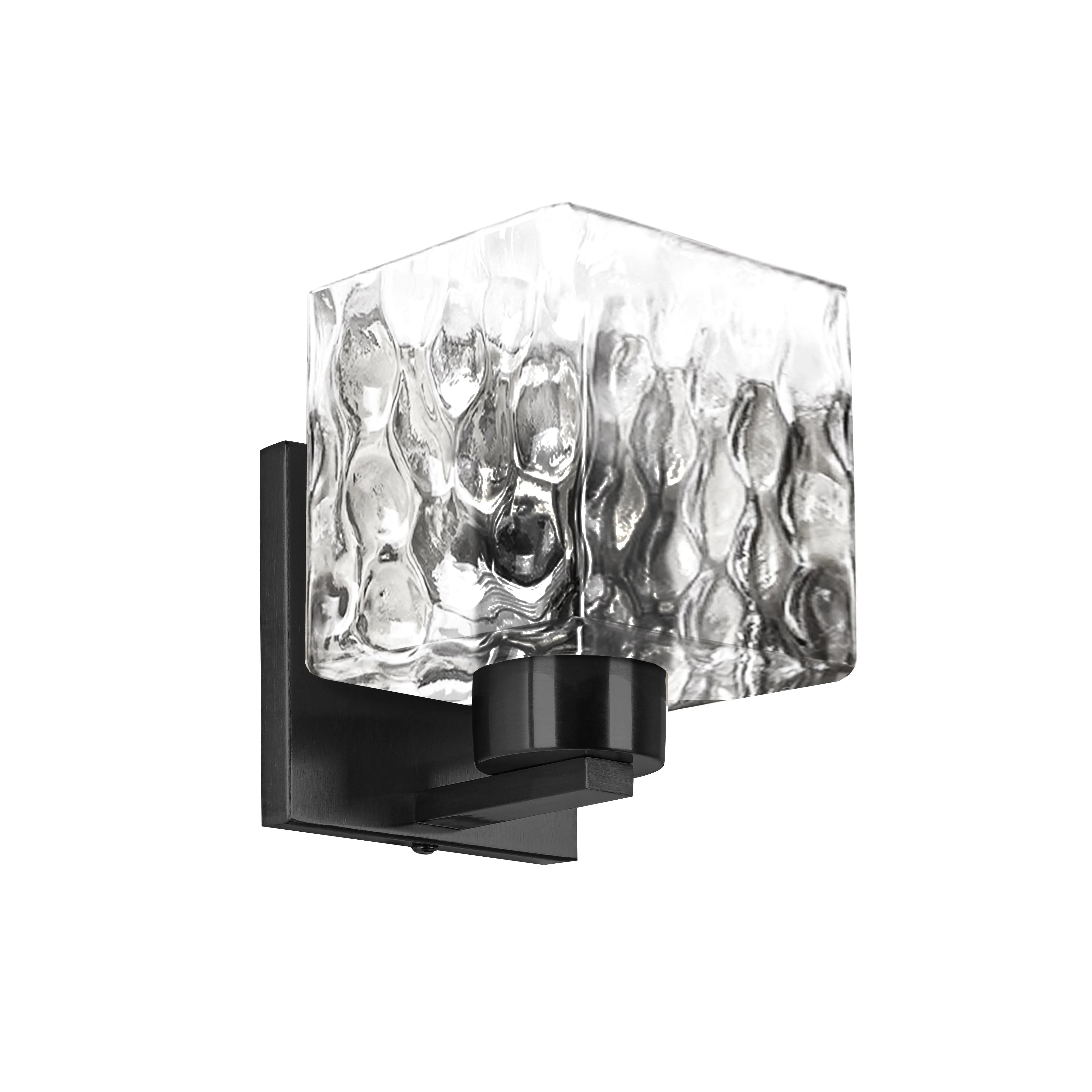 Dainolite 1 Light Matte Black Wall Sconce w/ Clear Water Glass