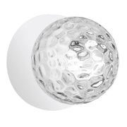 Dainolite 1 Light Matte White Incandescent Wall Sconce with Hammered Glass Globe