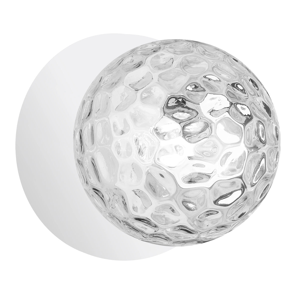 Dainolite 1 Light Matte White Incandescent Wall Sconce with Hammered Glass Globe