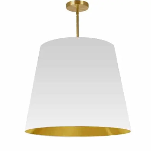 Dainolite 1 Light Oversized Drum Pendant Large White/Gold Shade