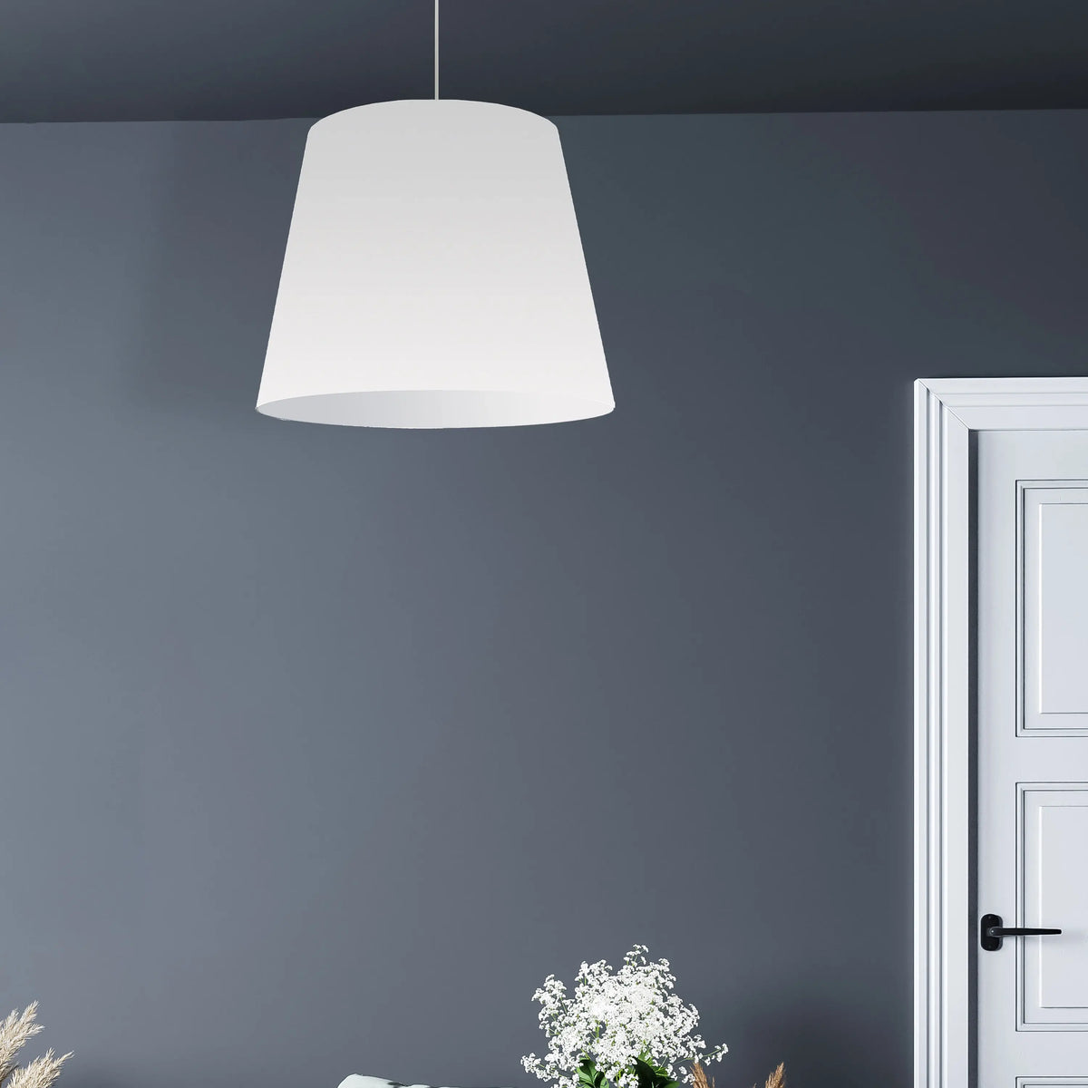 Dainolite 1 Light Oversized Drum Pendant Medium Wht Shade