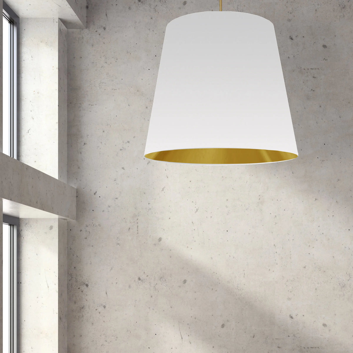 Dainolite 1 Light Oversized Drum Pendant X-Large White/Gold Shade