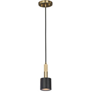 Dainolite 1 Light Pendant Matte Black & Aged Brass with Frosted Diffuser