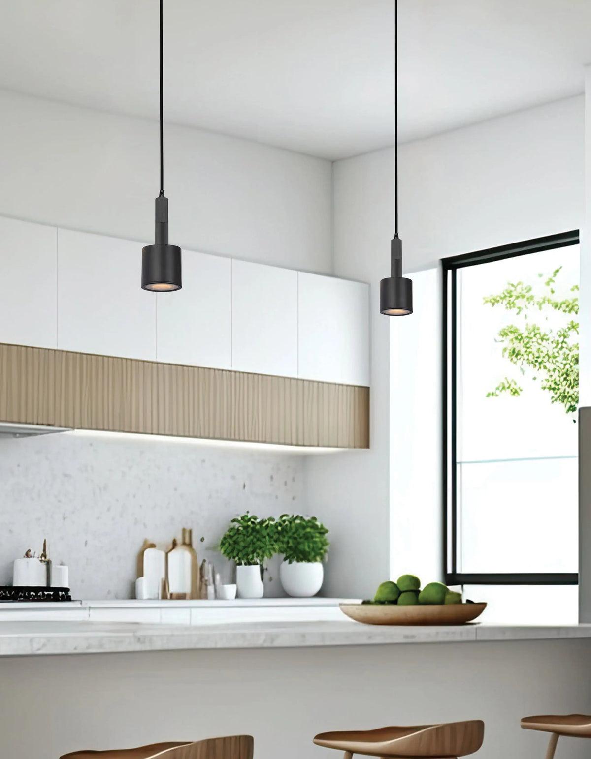 Dainolite 1 Light Pendant Matte Black with Frosted Diffuser