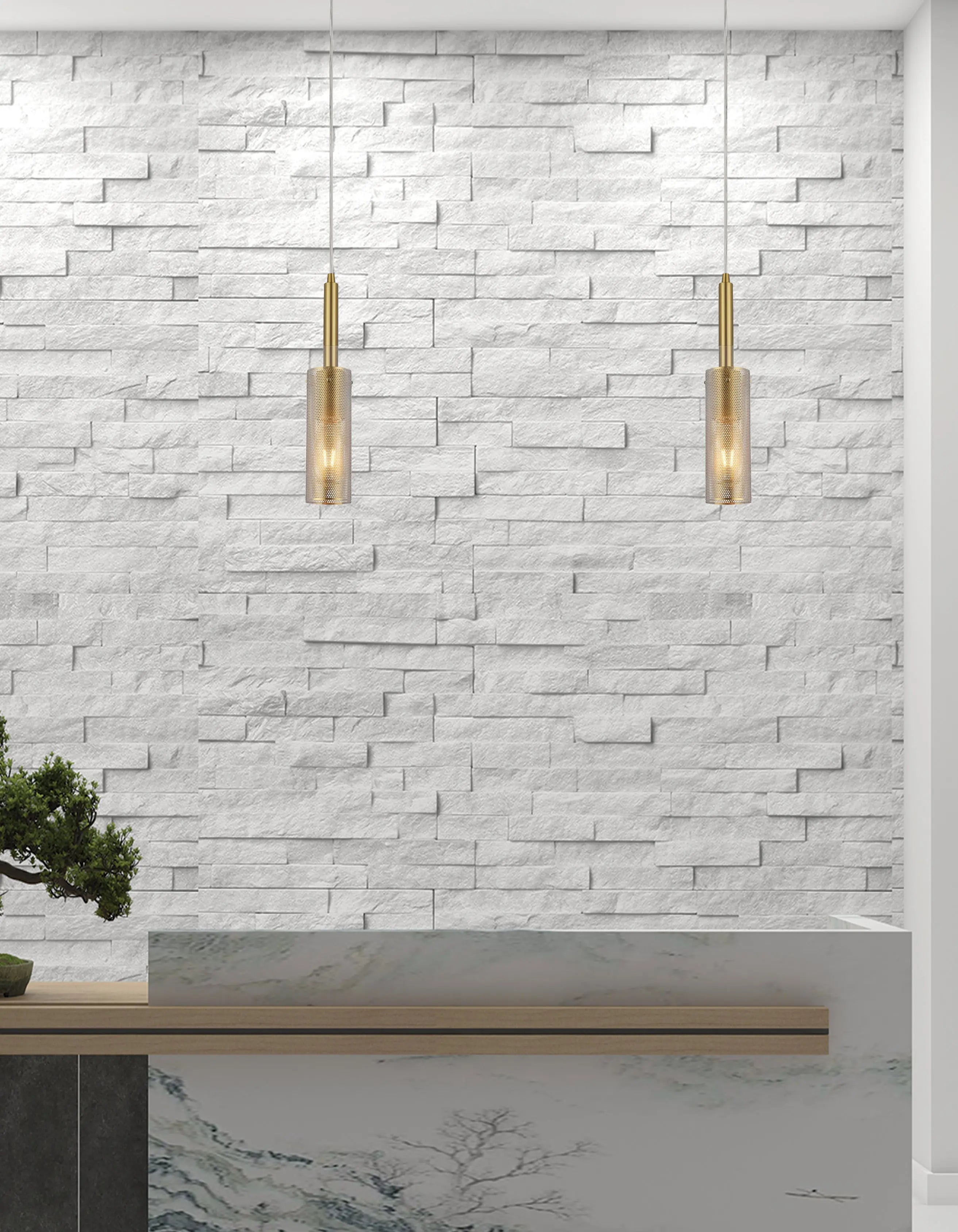 Dainolite 1 Light Pendant in Aged Brass