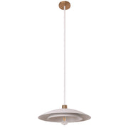 Dainolite 1 Light Pendant in Aged Brass w/ Matte White Metal Shade