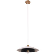 Dainolite 1 Light Pendant in Aged Brass w/ Matte White & Matte Black Metal Shade