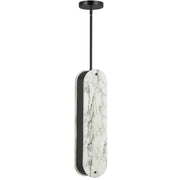 Dainolite 1 Light Pendant in Matte Black w/ Faux Alabaster Acrylic