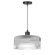 Dainolite 1 Light Pendant in Matte Black w/ Fluted Glass