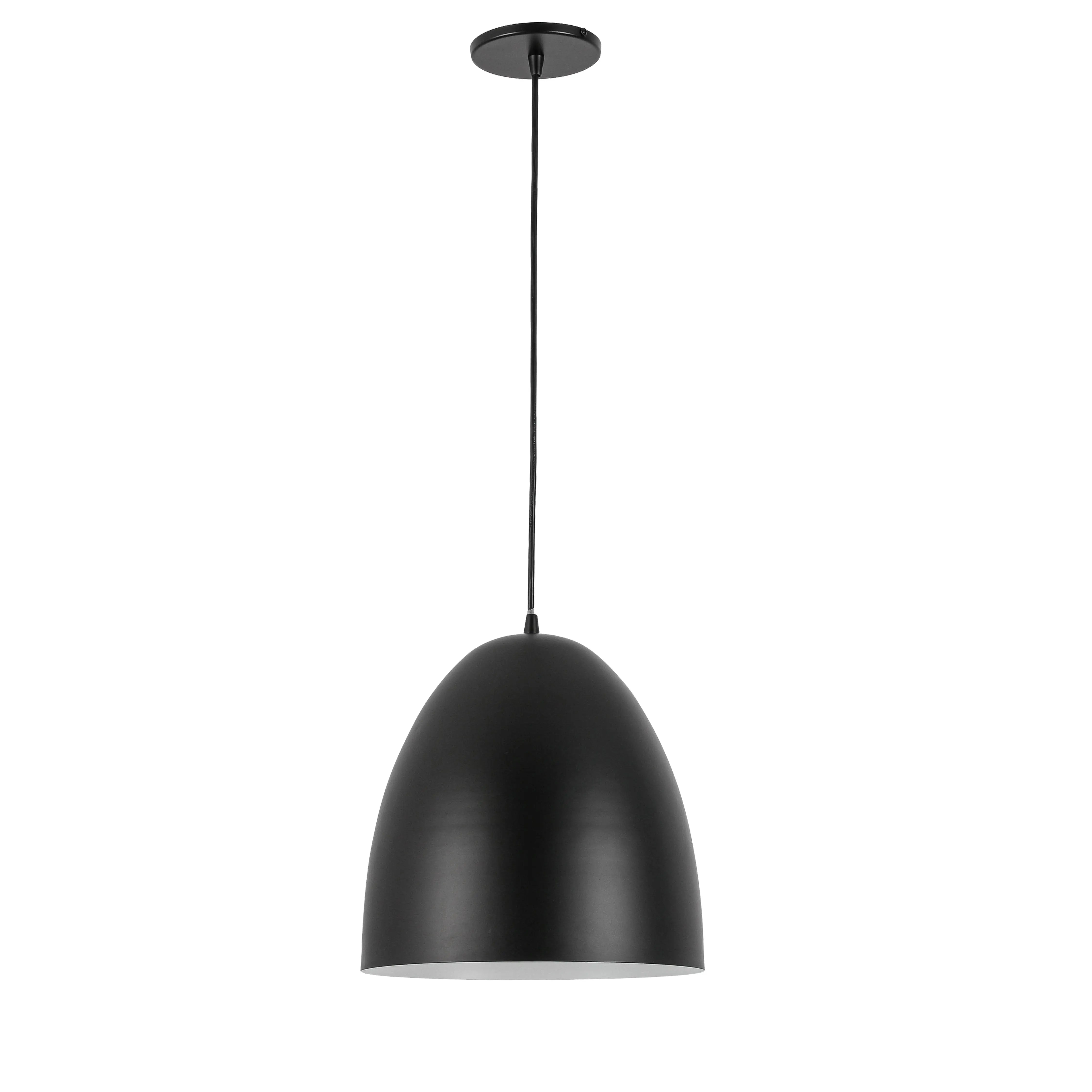 Dainolite 1 Light Pendant in Matte Black w/ in Matte Black Metal Shade