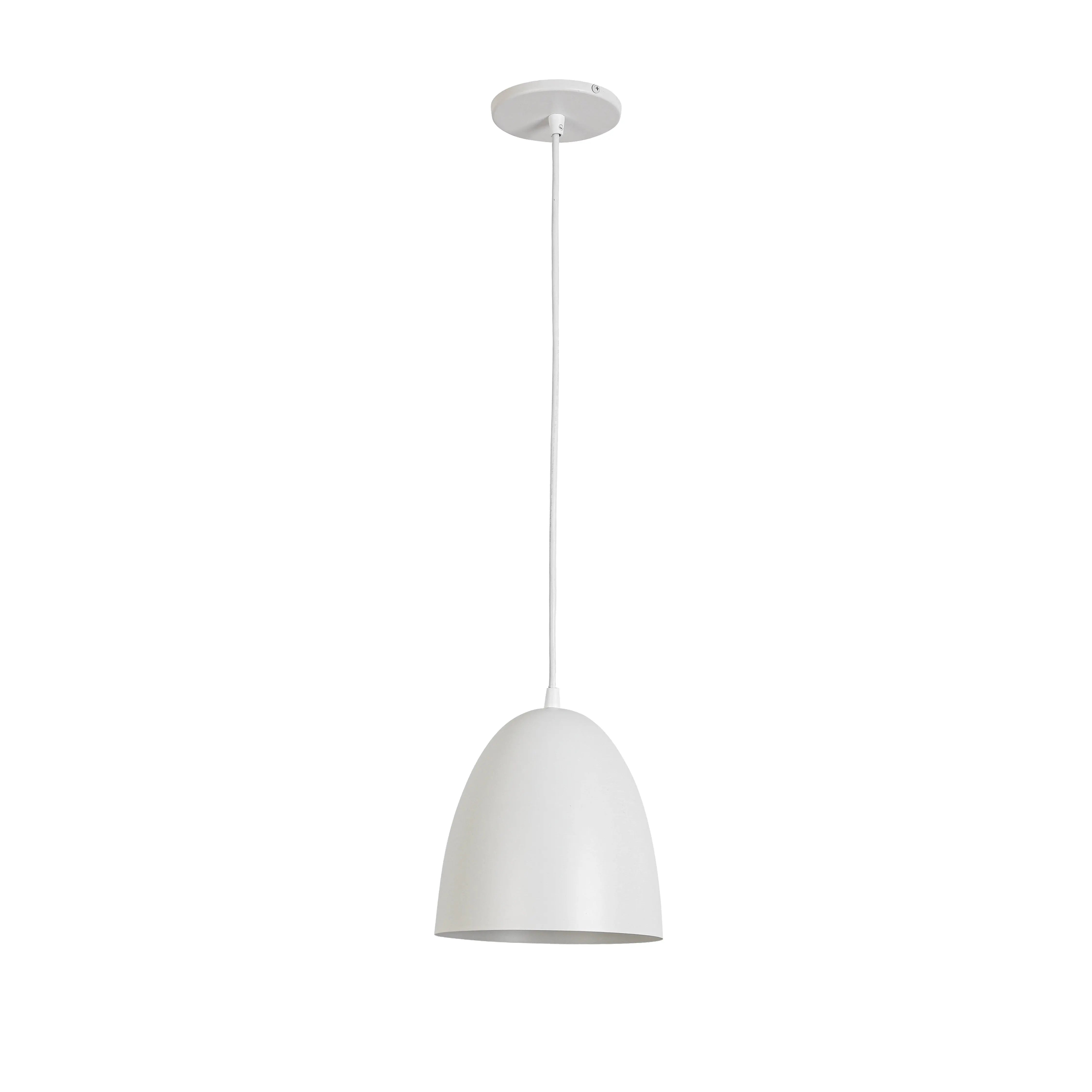 Dainolite 1 Light Pendant in Matte White w/ Matte White Metal Shade