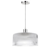 Dainolite 1 Light Pendant in Polished Chrome w/ Fluted Glass