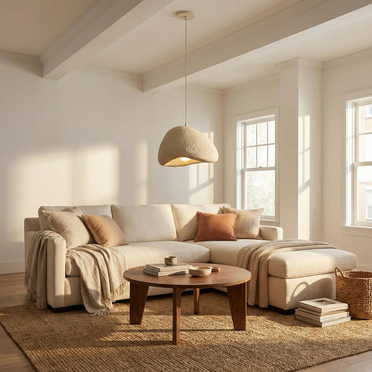 Dainolite 1 Light Pendant, Matte Beige