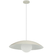 Dainolite 1 Light Pendant, Matte Beige w/ Opal Glass