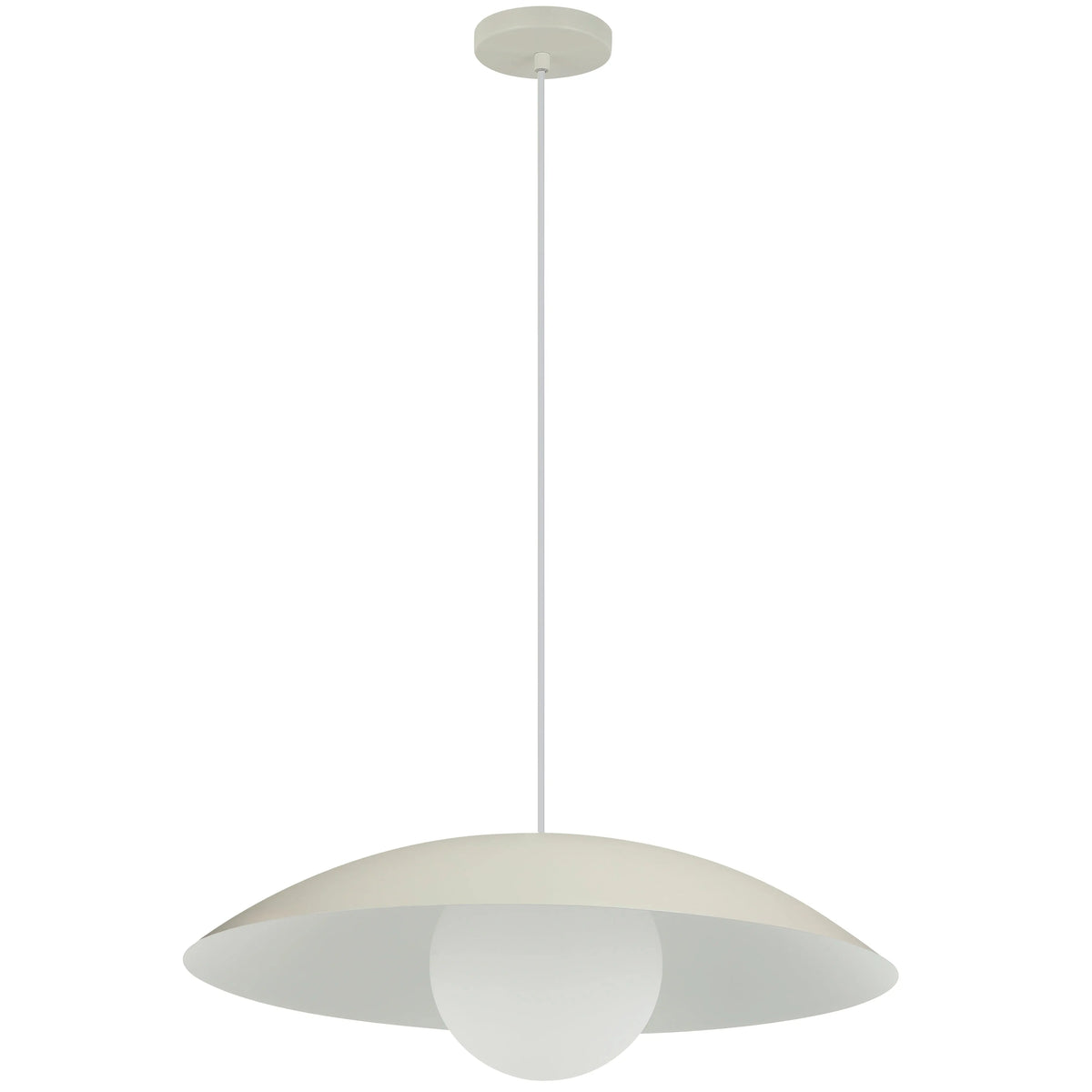 Dainolite 1 Light Pendant, Matte Beige w/ Opal Glass